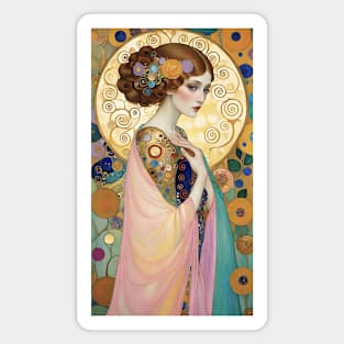 Gustav Klimt's Golden Reverie: Inspired Woman in Ethereal Splendor Magnet